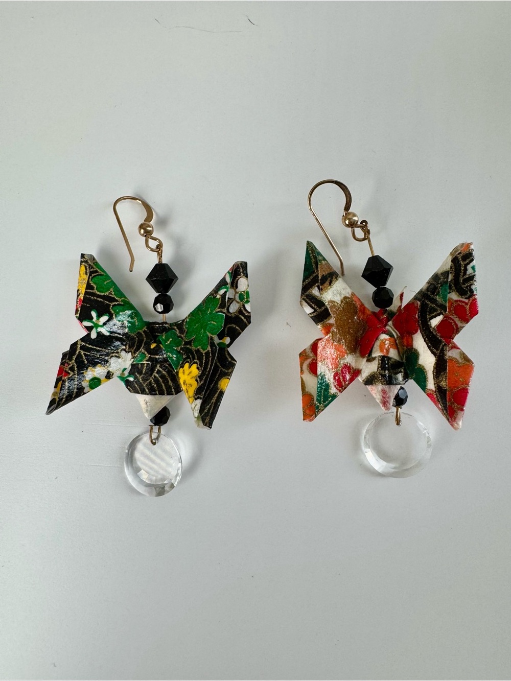 Handmade Origami Butterfly Earrings - Multicolor Floral